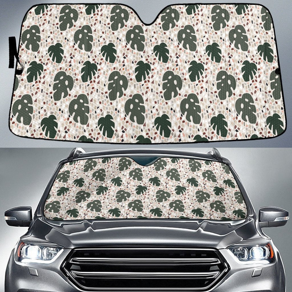 Green Monstera Leaf Colorful Dot Pattern Car Sun Shades Cover Auto Windshield Coolspod