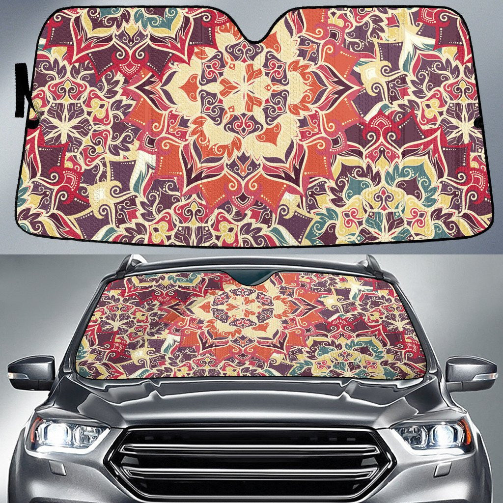 Chromaric Flower Paisley Pattern Red Tone Car Sun Shades Cover Auto Windshield Coolspod