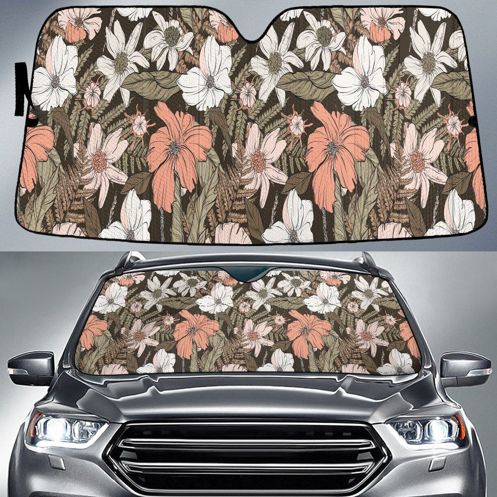 White And Orange Mexican Aster Flower Car Sun Shades Cover Auto Windshield Coolspod
