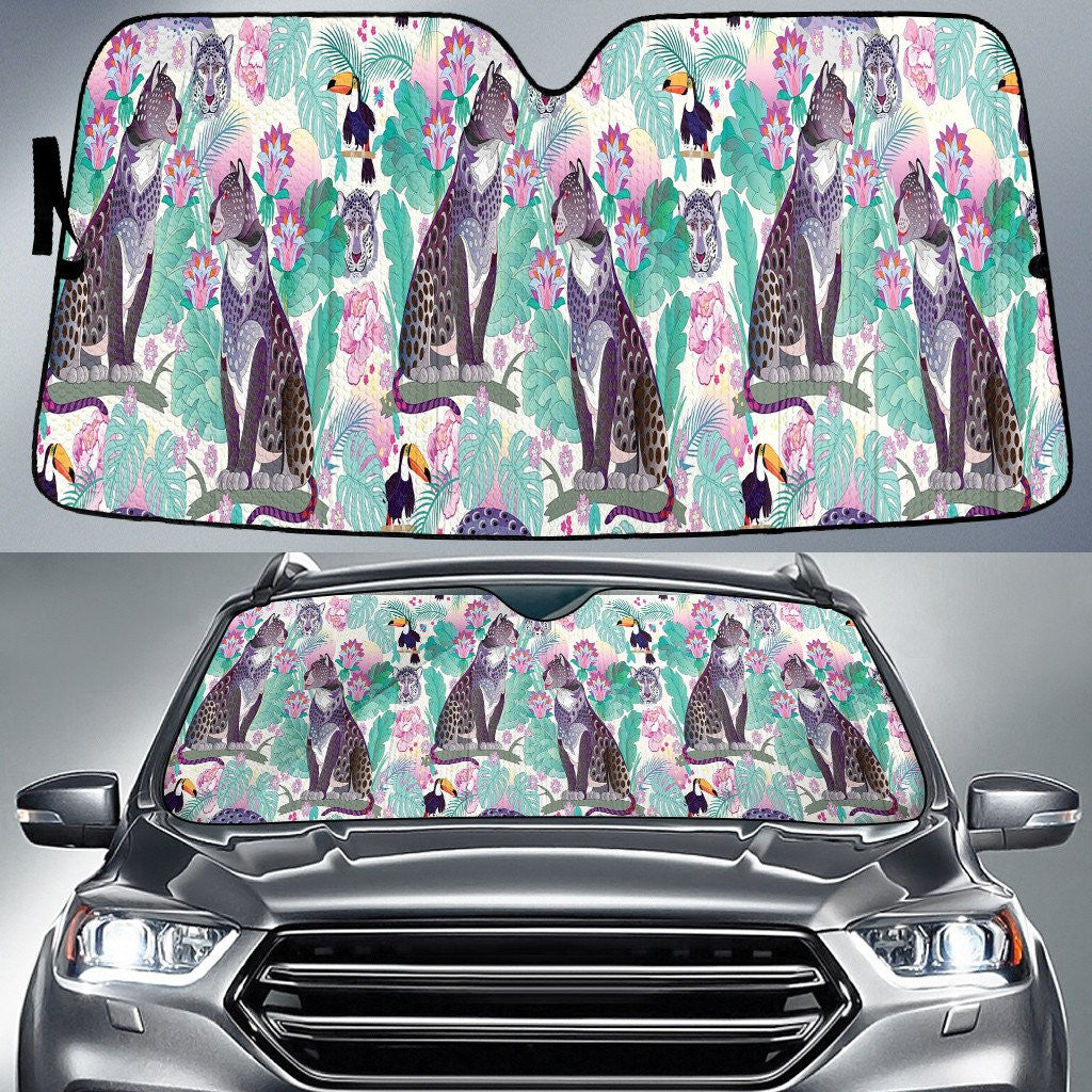 Sitting Jaguar Queen And Parrot Assistant Car Sun Shades Cover Auto Windshield Coolspod