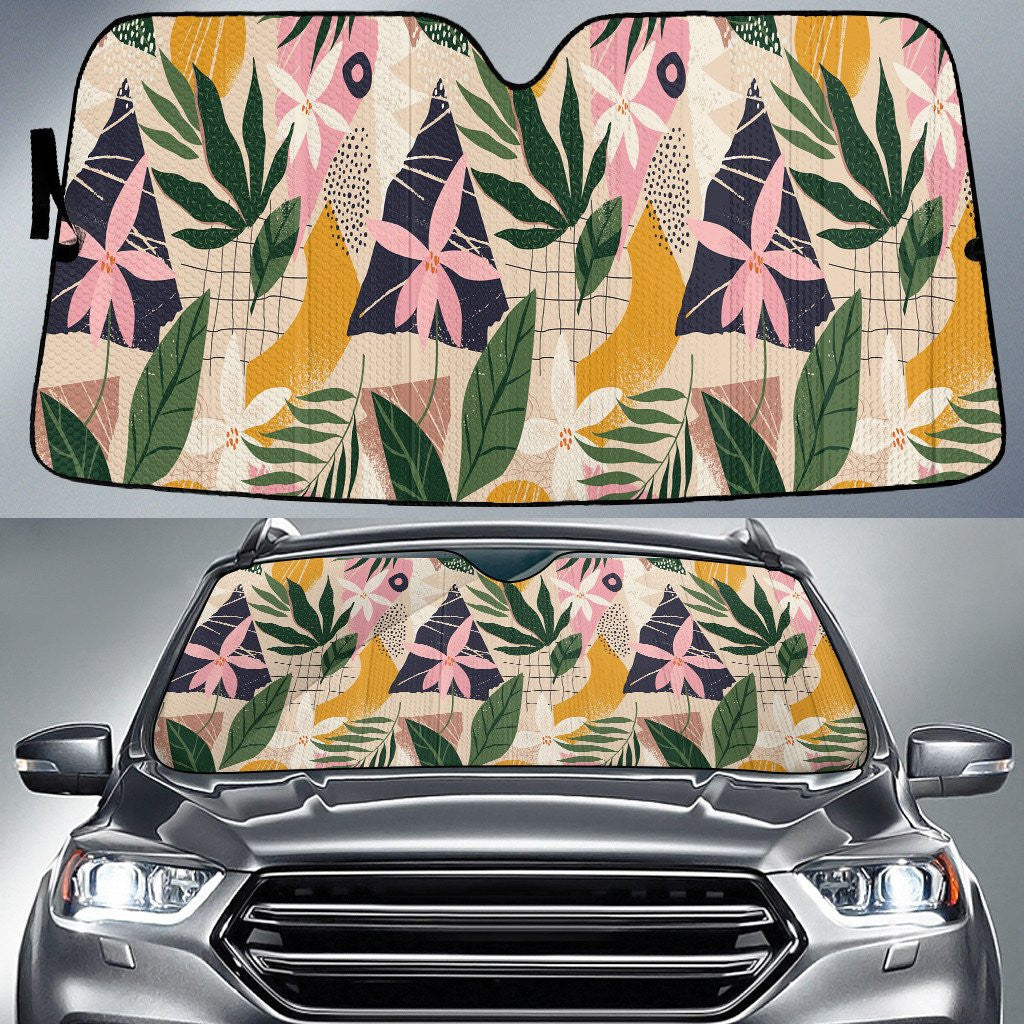 Stylized Pink And White Flower Vintage Theme Car Sun Shades Cover Auto Windshield Coolspod