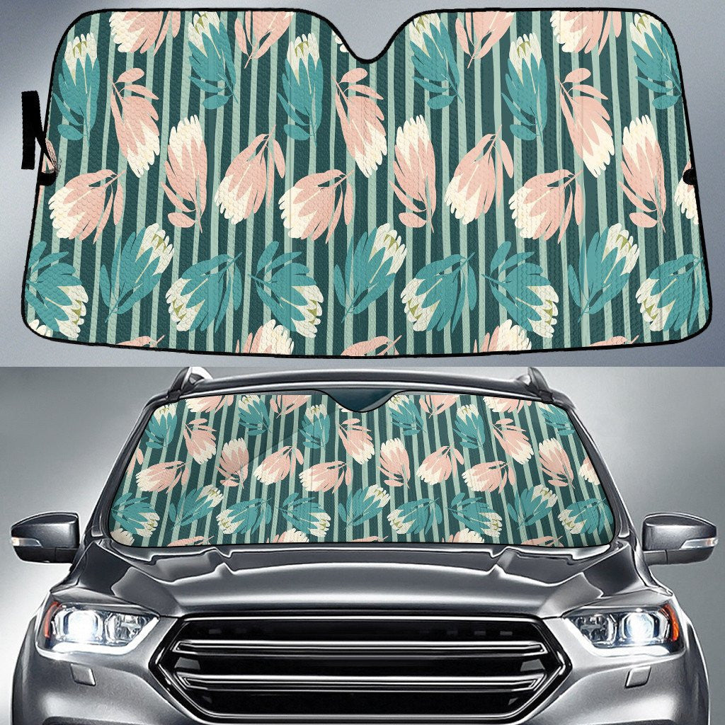 Amaryllis Flower Tone Of Green Striped Car Sun Shades Cover Auto Windshield Coolspod