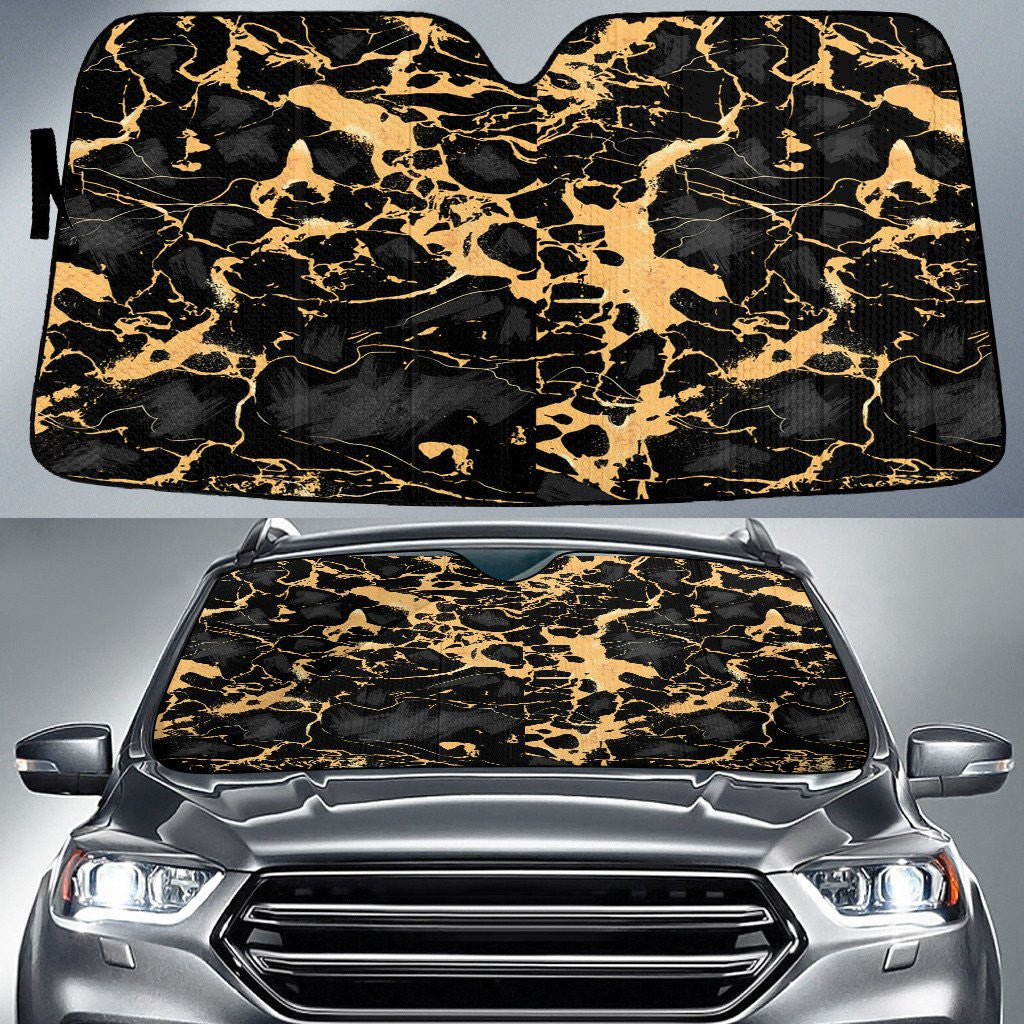 Black And Gold Abstract Pattern Volcano Theme Car Sun Shades Cover Auto Windshield Coolspod