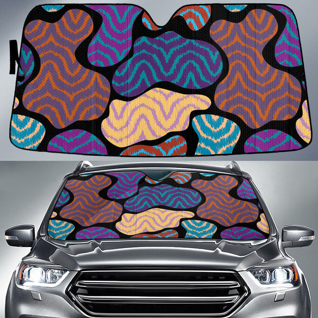 Colorful Wavy Line Custom Shape Patch Up Pattern Car Sun Shades Cover Auto Windshield Coolspod