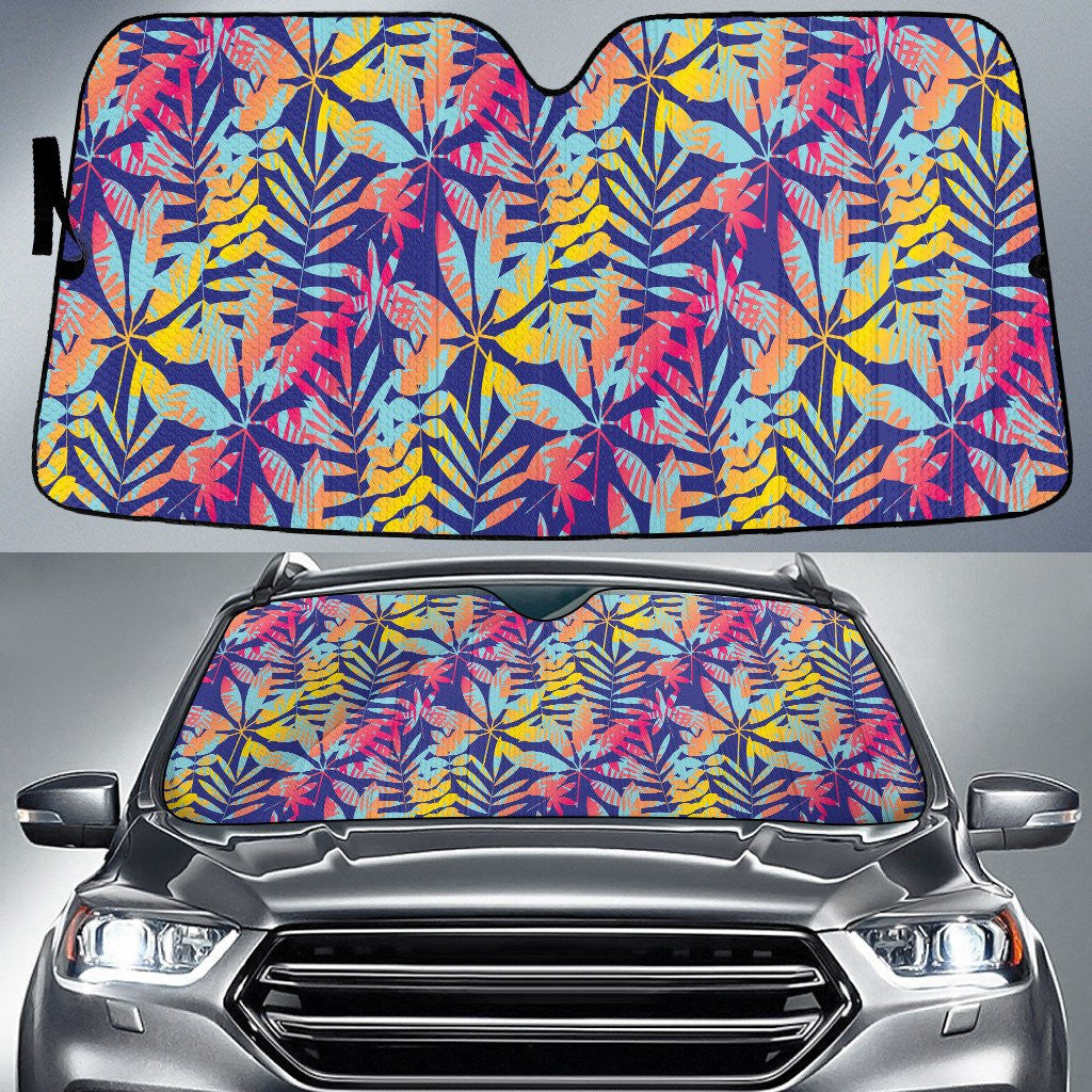Multicolor Pan Palm Leaves Blue Theme Car Sun Shades Cover Auto Windshield Coolspod