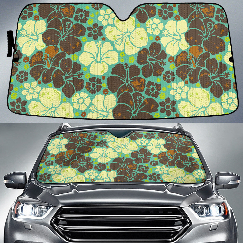Chinese Hibiscus Flower And Its Dried Shadow Green Theme Car Sun Shades Cover Auto Windshield Coolspod