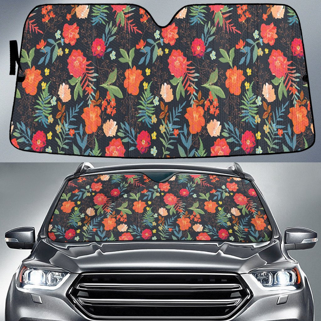 Vintage Chinese Hibiscus Flower Black Car Sun Shades Cover Auto Windshield Coolspod