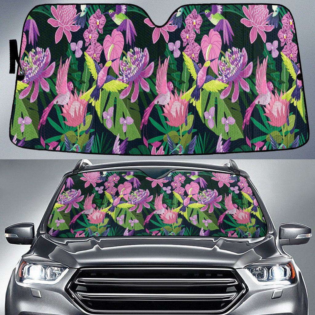 Cute Hummingbird And Pink Passionflower Car Sun Shades Cover Auto Windshield Coolspod