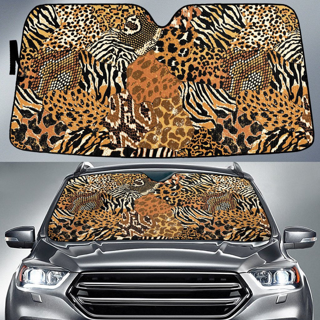 Tone Of Brown Classic Leopard Zebra And Snake Skin Texture Car Sun Shades Cover Auto Windshield Coolspod