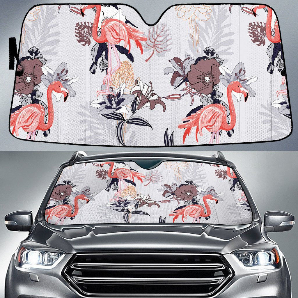 Pretty Lilies Flower And Clever Flamingo Animal Car Sun Shades Cover Auto Windshield Coolspod