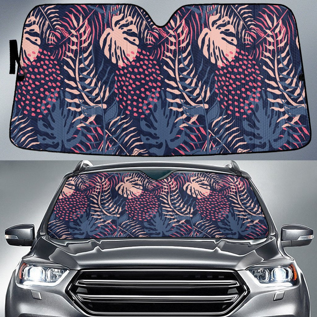 Monstera Leaf And Classic Palm Leave Shadow Car Sun Shades Cover Auto Windshield Coolspod