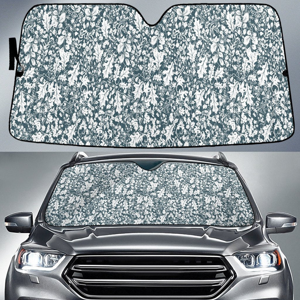 White And Green Leaf Pattern All Over Print Car Sun Shades Cover Auto Windshield Coolspod