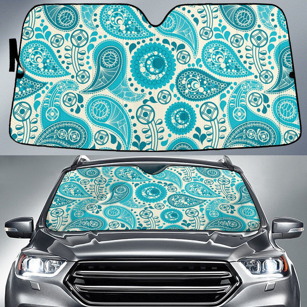 Mint Green Flower Paisley Texture Car Sun Shades Cover Auto Windshield Coolspod