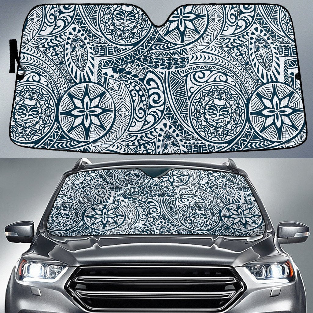 Black And White Tribal Pattern Flower Coin Car Sun Shades Cover Auto Windshield Coolspod