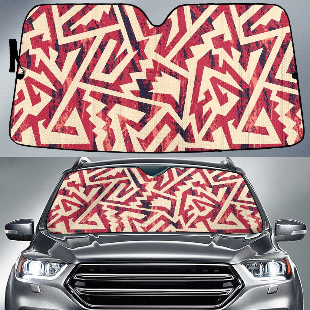 Red Color Block Geometric Pattern All Over Print Car Sun Shades Cover Auto Windshield Coolspod