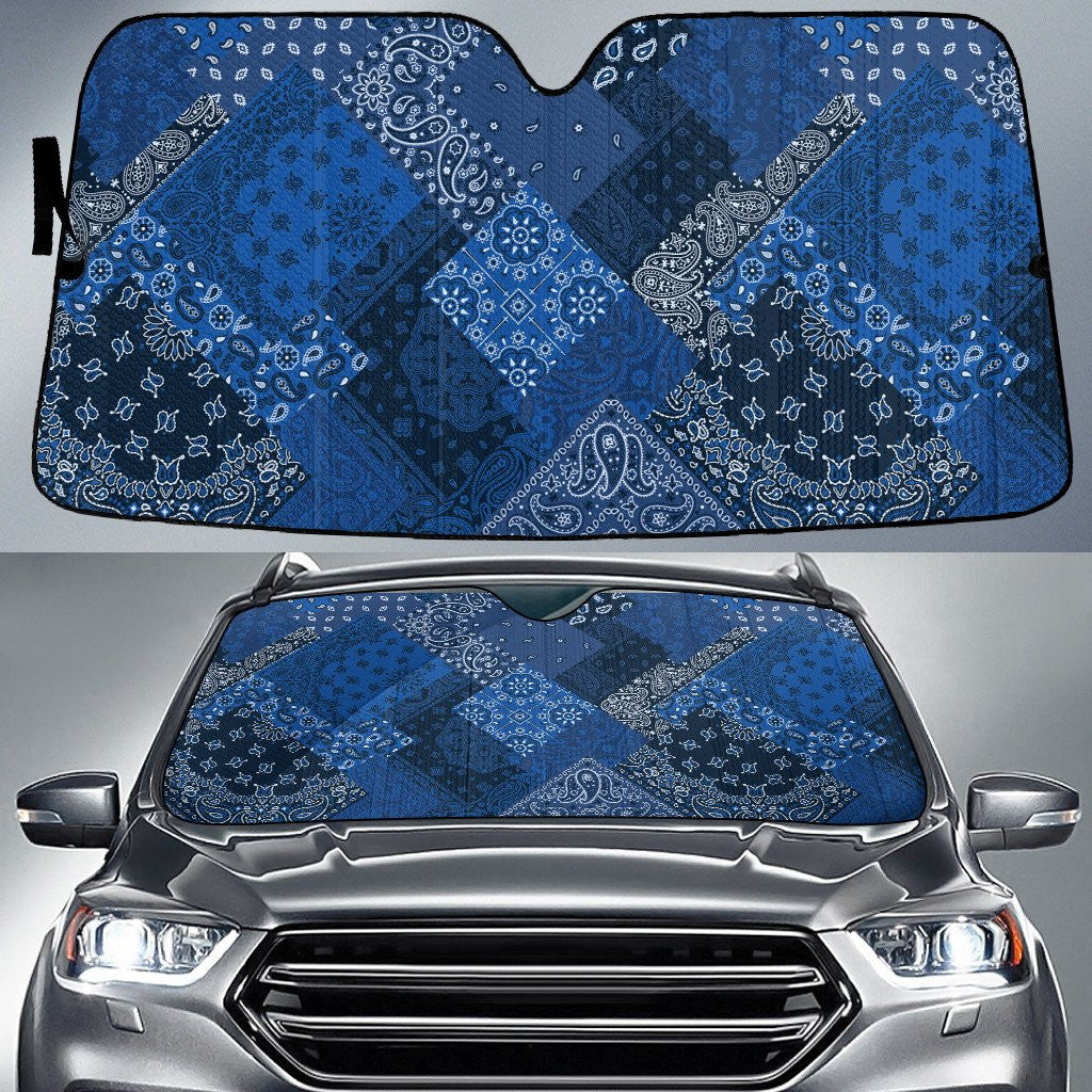 Tone Of Blue Tiny Flower Paisley Pattern All Over Print Car Sun Shades Cover Auto Windshield Coolspod