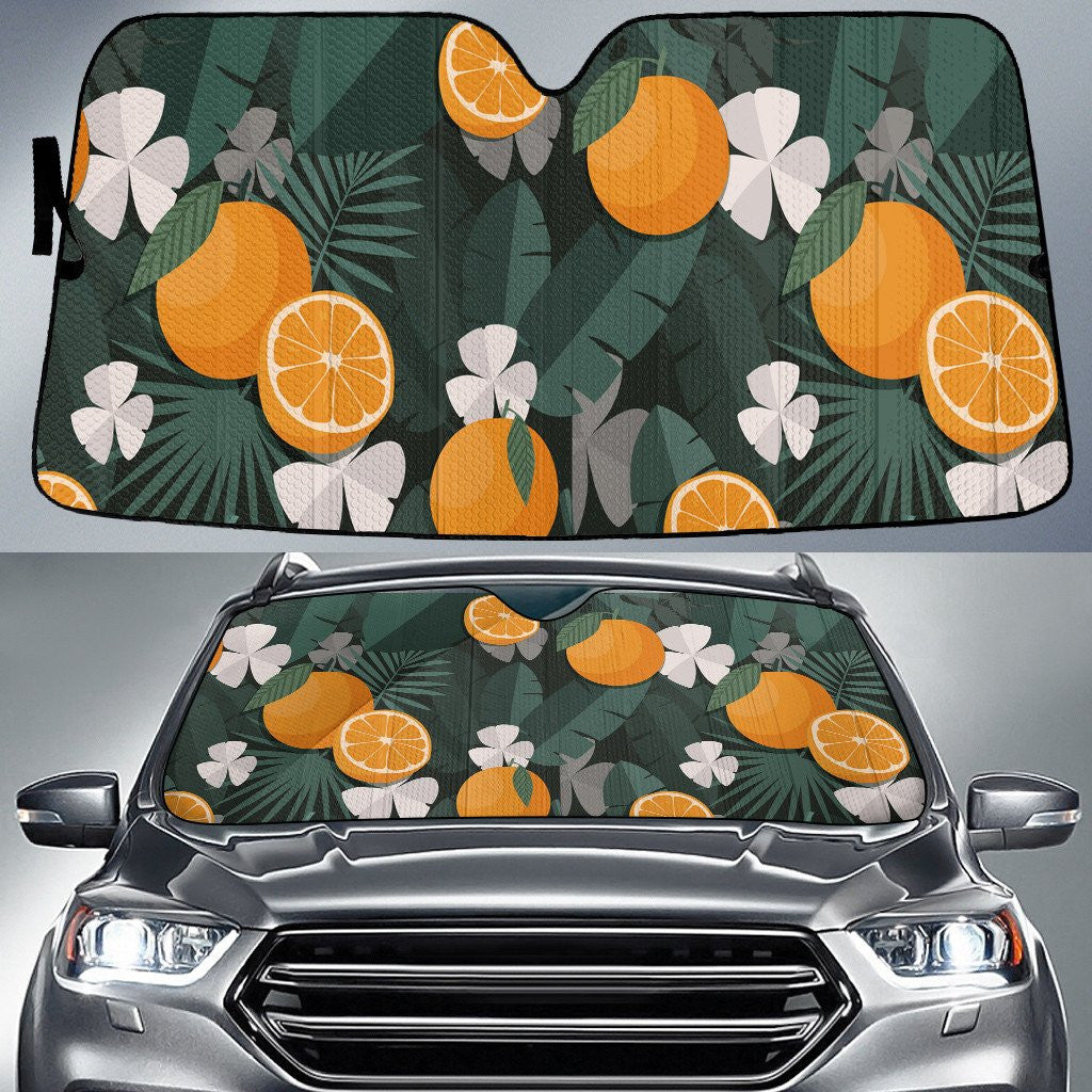 Orange Fruits And White Flower Summer Vibe Car Sun Shades Cover Auto Windshield Coolspod