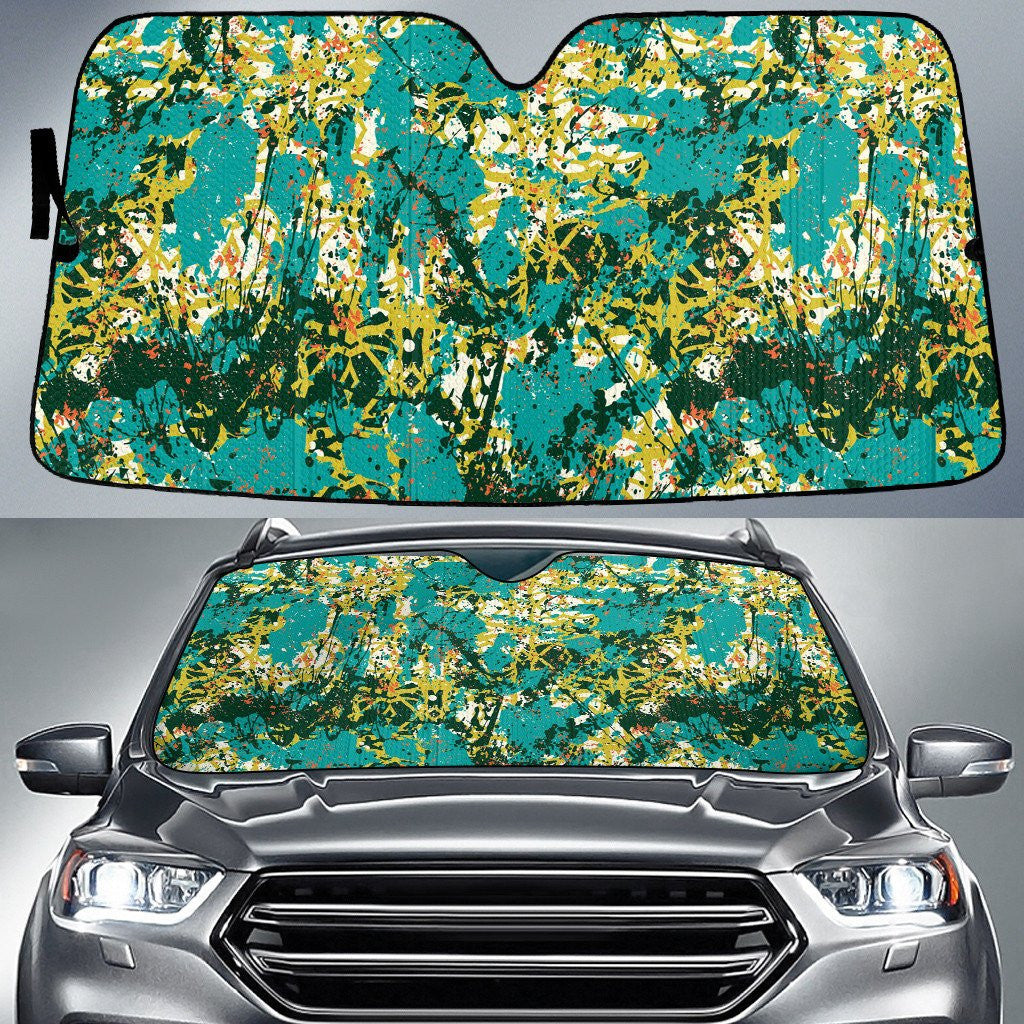 Green And Yellow Paint Flakes Theme Car Sun Shades Cover Auto Windshield Coolspod
