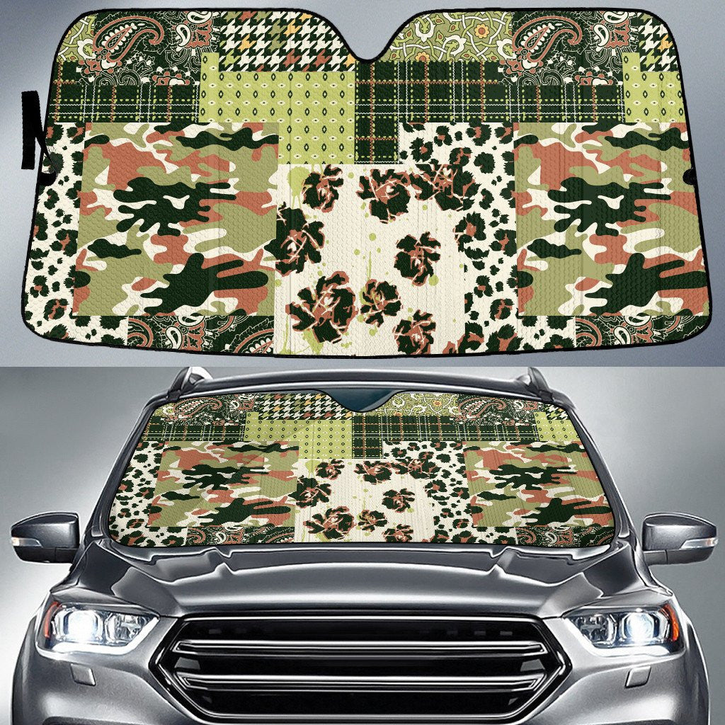 Green Rose Paisley Camoflag Leopard Skin Texture Car Sun Shades Cover Auto Windshield Coolspod
