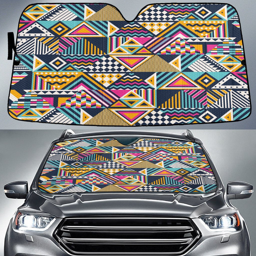 Colorful Aztec Pattern Checkered Board Car Sun Shades Cover Auto Windshield Coolspod