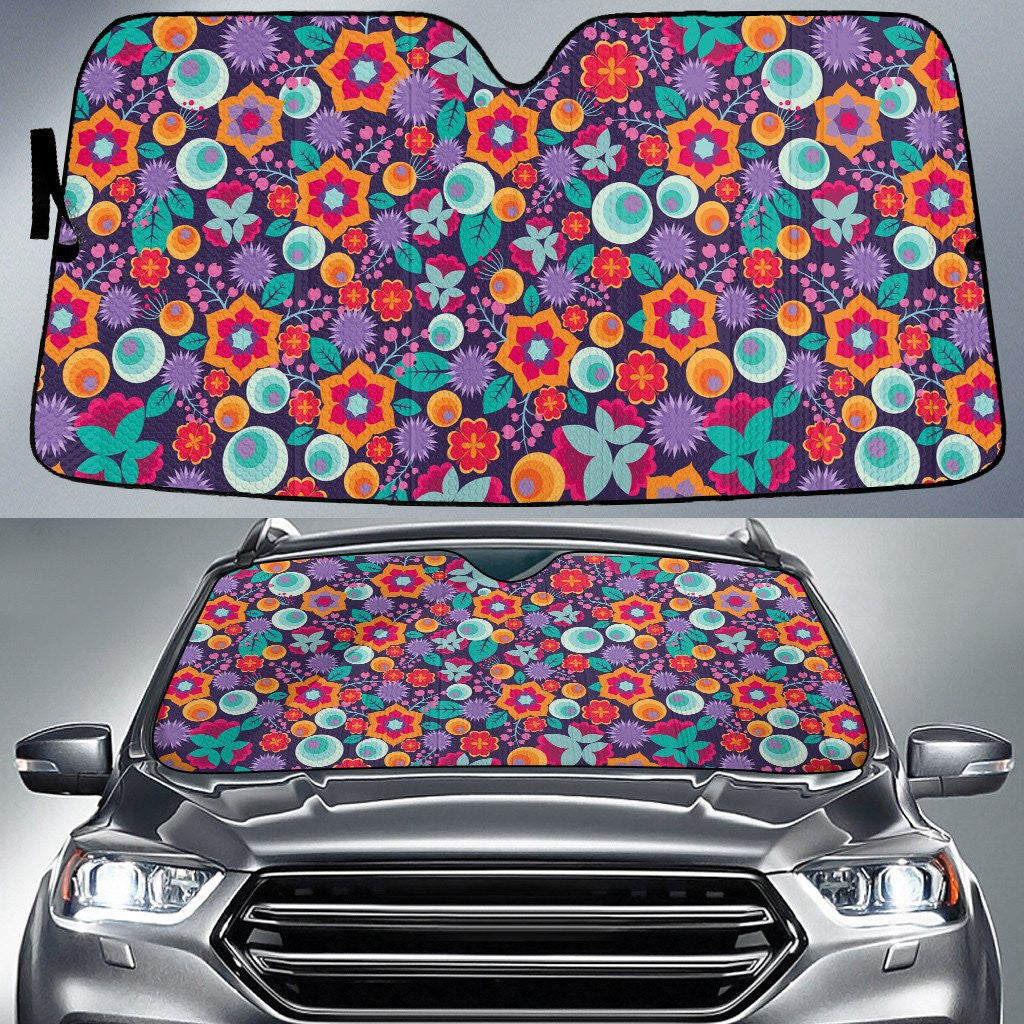 Multicolor Tiny Flower Purple Pattern All Over Print Car Sun Shades Cover Auto Windshield Coolspod