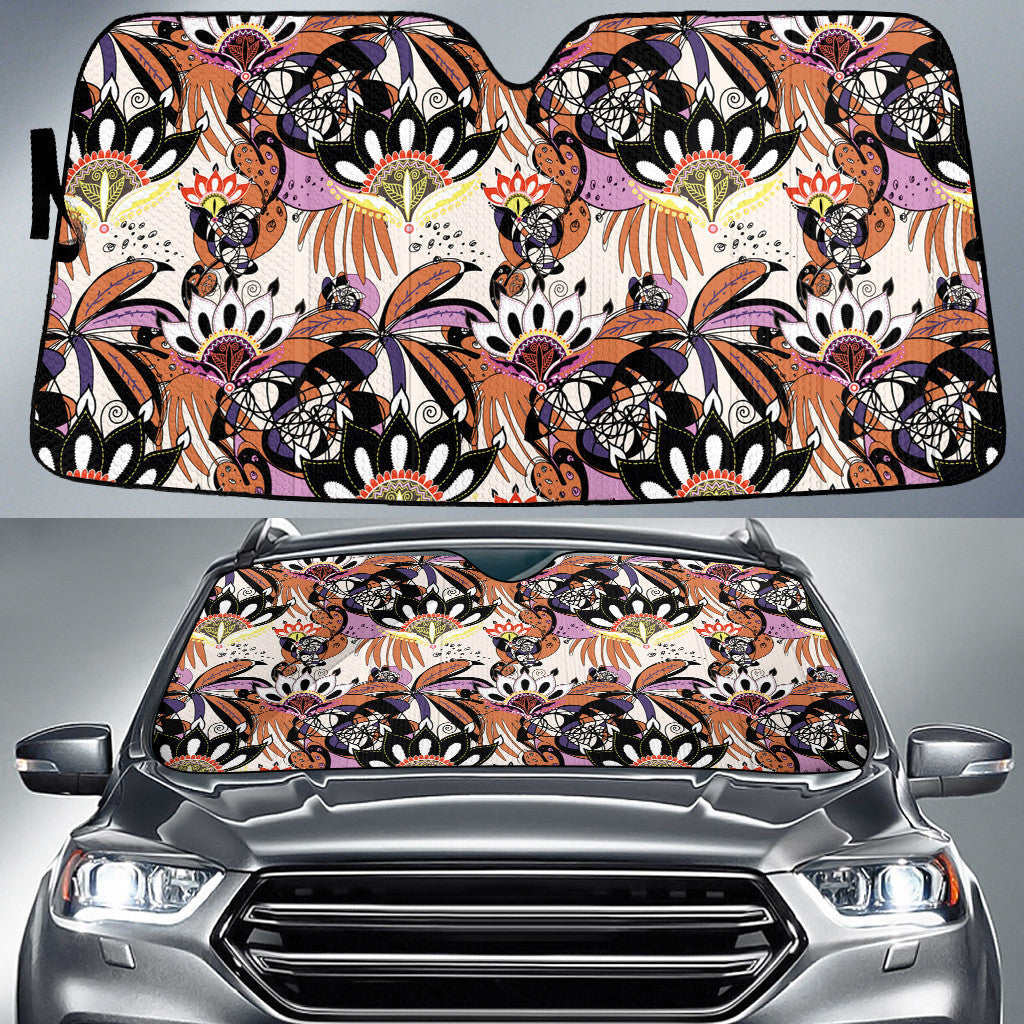 Black Orange Chinese Floral Dragon Pattern Car Sun Shades Cover Auto Windshield Coolspod