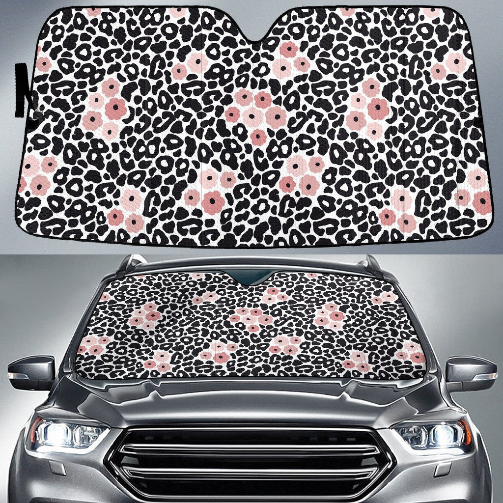 Tone Of Pink Tiny Flowers Over Leopard Skin Pattern Car Sun Shades Cover Auto Windshield Coolspod