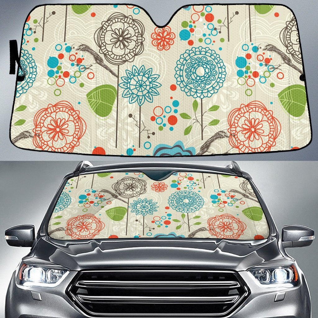 Beautiful Flower Artistic Style Hand Drawing Pencil Line Car Sun Shades Cover Auto Windshield Coolspod