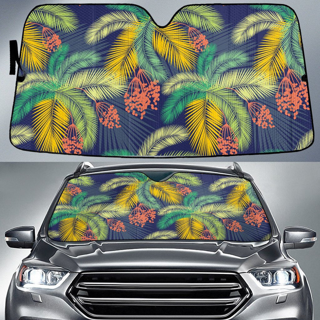 Multicolor Coconut Palm Leaves Red Flower All Over Print Car Sun Shades Cover Auto Windshield Coolspod