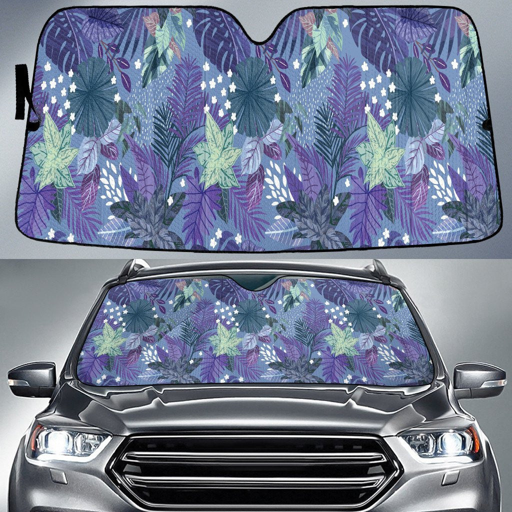Tone Of Purple Tropical Flower And Leaves Car Sun Shades Cover Auto Windshield Coolspod