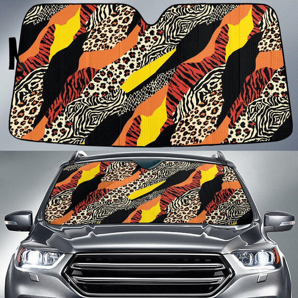 Tone Of Orange Classic Leopard Zebra And Snake Skin Texture Car Sun Shades Cover Auto Windshield Coolspod