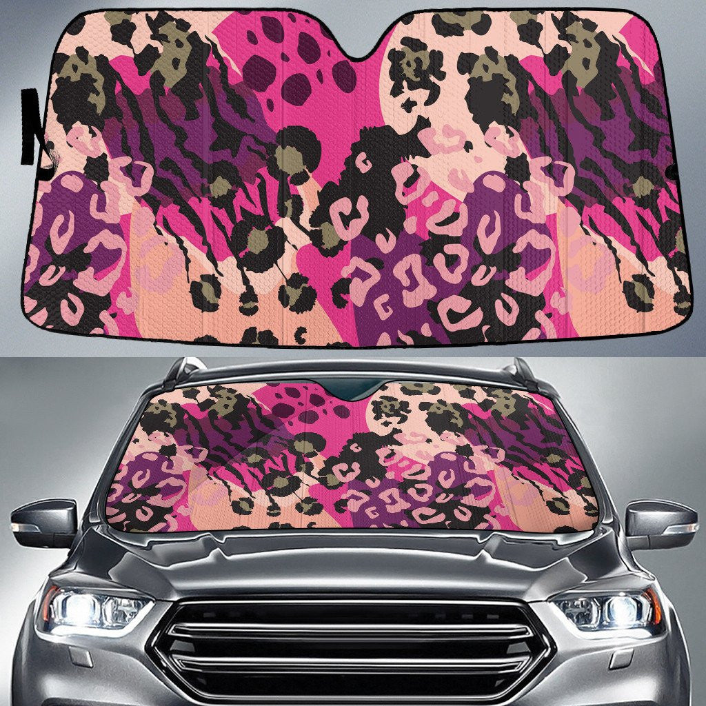 Stylized Leopard Skin Texture In Purple And Pink Color Car Sun Shades Cover Auto Windshield Coolspod