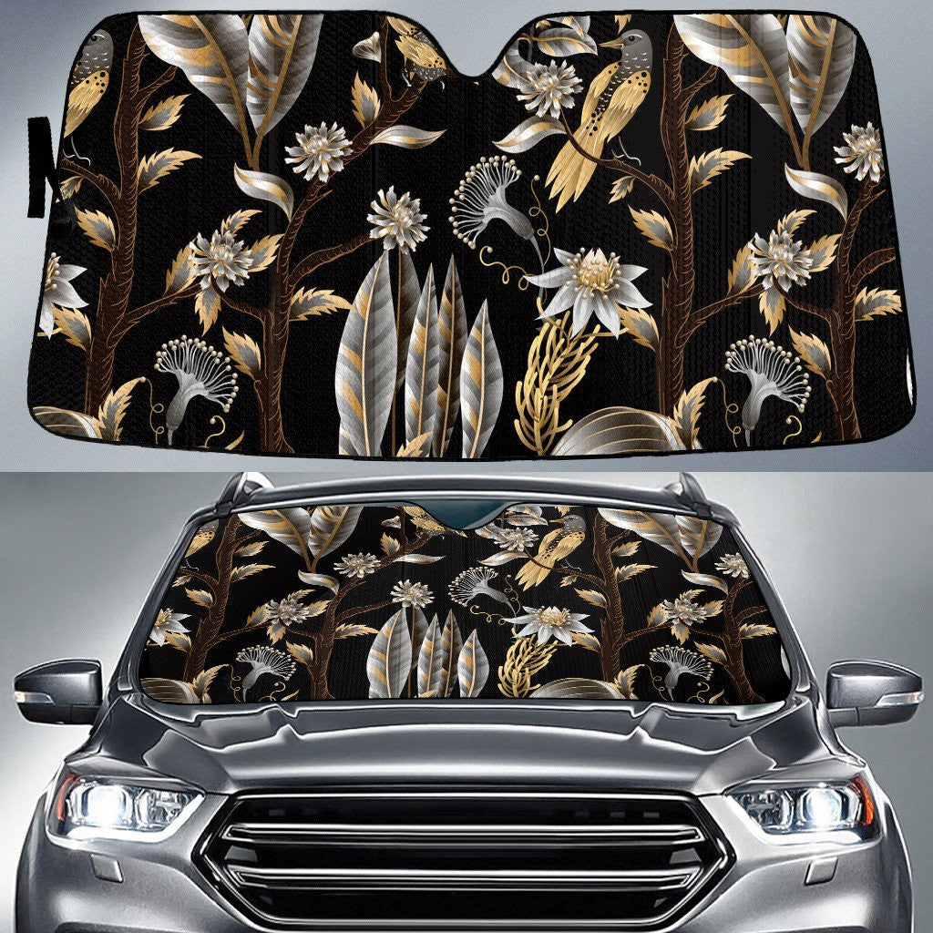 Dried Flower And Leaf At Night Black Theme Car Sun Shades Cover Auto Windshield Coolspod