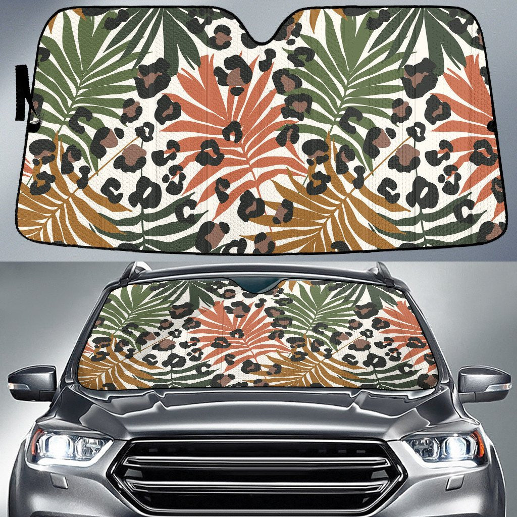 Colorful Classic Palm Leave Brown Leopard Skin Theme Car Sun Shades Cover Auto Windshield Coolspod