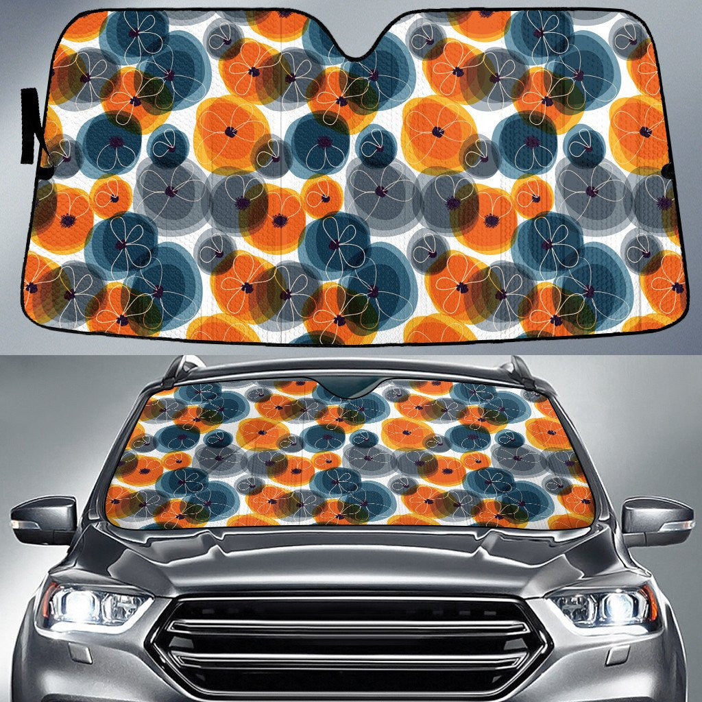 Orange And Charcoal Artistic Flower White Theme Car Sun Shades Cover Auto Windshield Coolspod