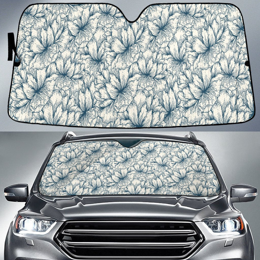 Charcoal And White Hawaiian Hibiscus Flower Car Sun Shades Cover Auto Windshield Coolspod