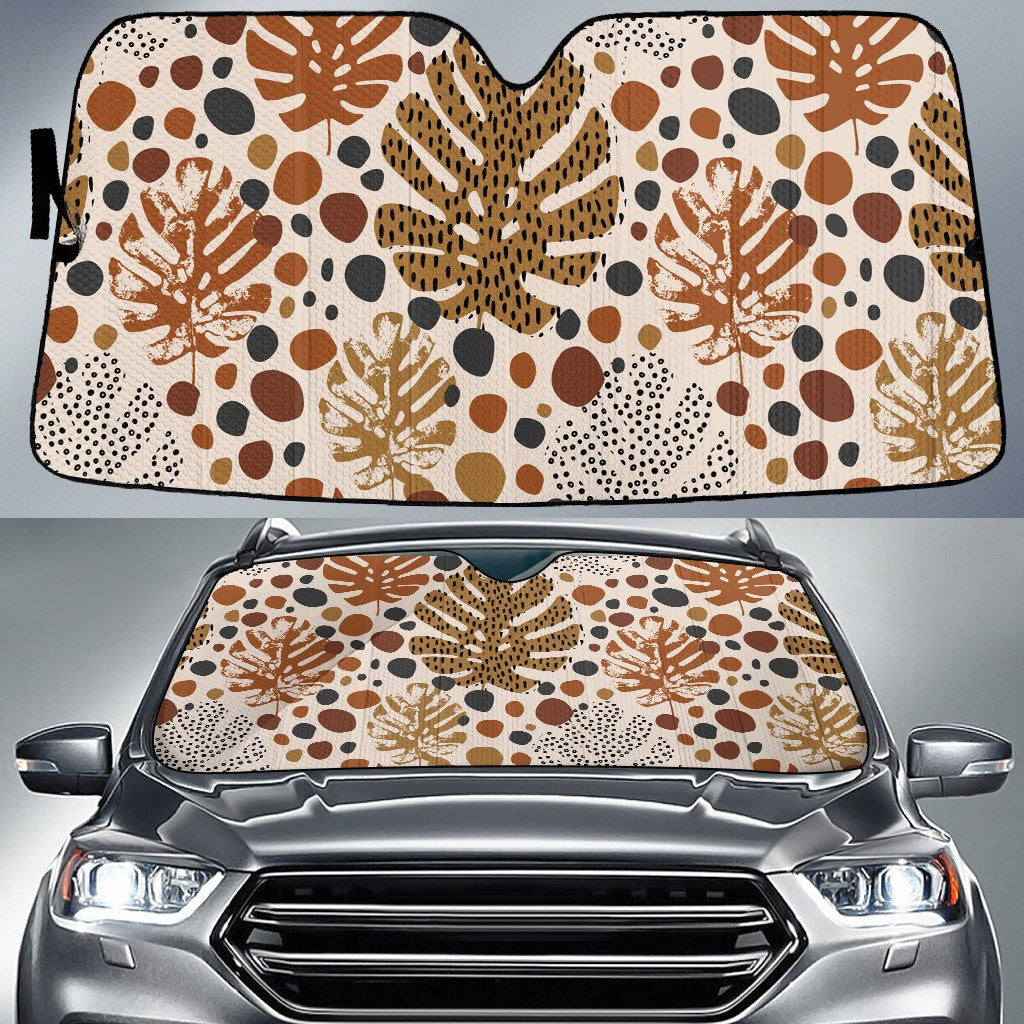Monstera Leaf And Shadows In Different Versions Dot Pattern Car Sun Shades Cover Auto Windshield Coolspod