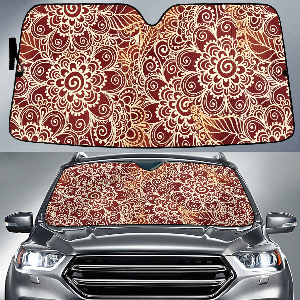 Tone Of Brown Vintage Paisley Flower Pattern Illustration Theme Car Sun Shades Cover Auto Windshield Coolspod