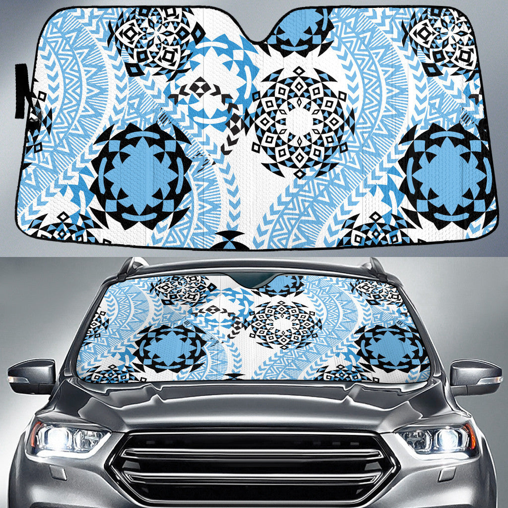 Blue Tone Vintage Paisley Pattern Geometric Theme Car Sun Shades Cover Auto Windshield Coolspod