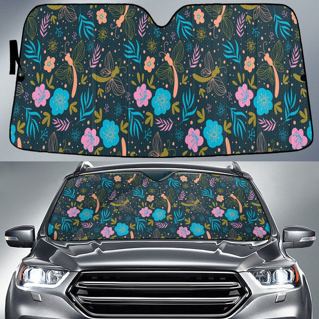 Stylized Chinese Hibiscus Flower And Butterfly Car Sun Shades Cover Auto Windshield Coolspod
