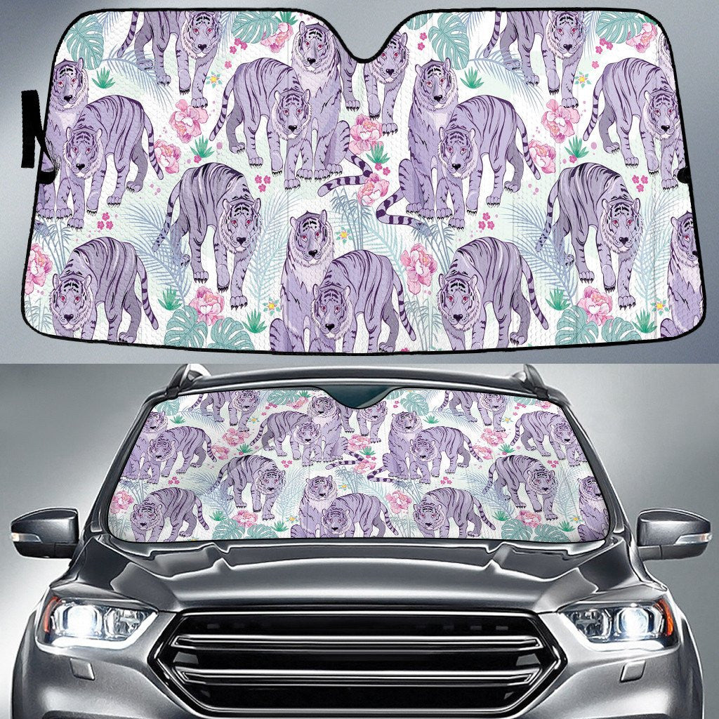 Tiger Couple In Damask Rose Garden Car Sun Shades Cover Auto Windshield Coolspod