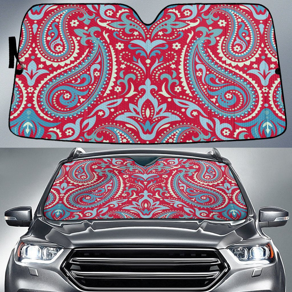 Red Mint Vintage Paisley Pattern Red Theme Car Sun Shades Cover Auto Windshield Coolspod