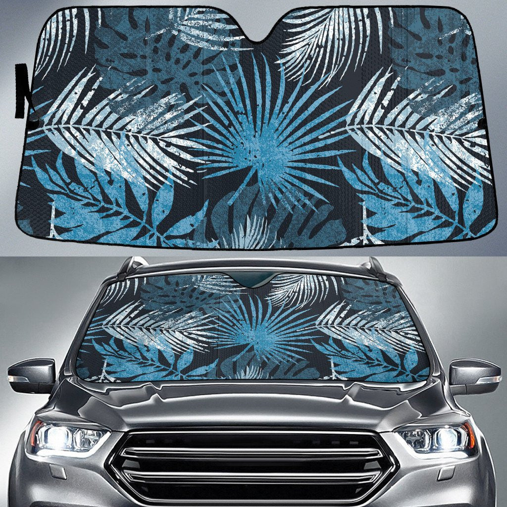 Blue Fan Palm Leaves And Acera Leaves Car Sun Shades Cover Auto Windshield Coolspod