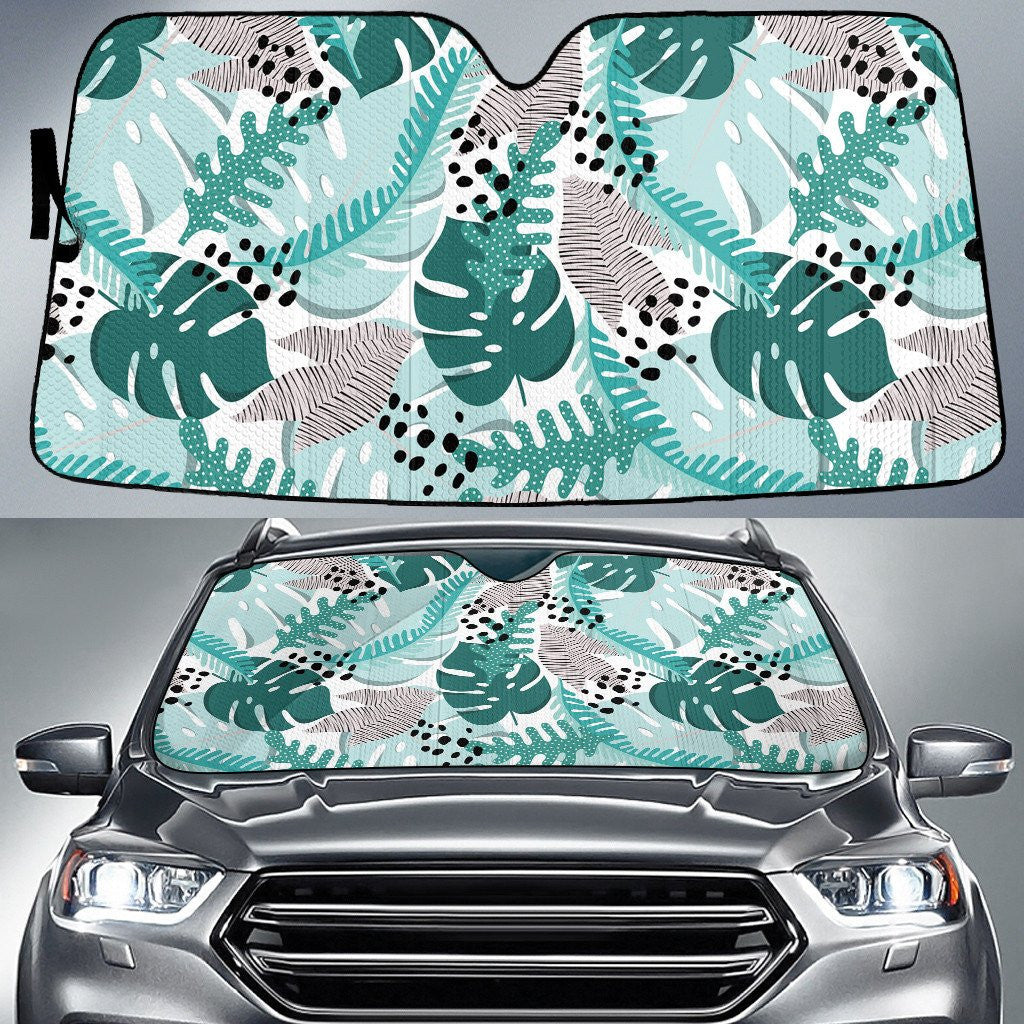 Green Monstera Leaf And Zebra Pattern Car Sun Shades Cover Auto Windshield Coolspod