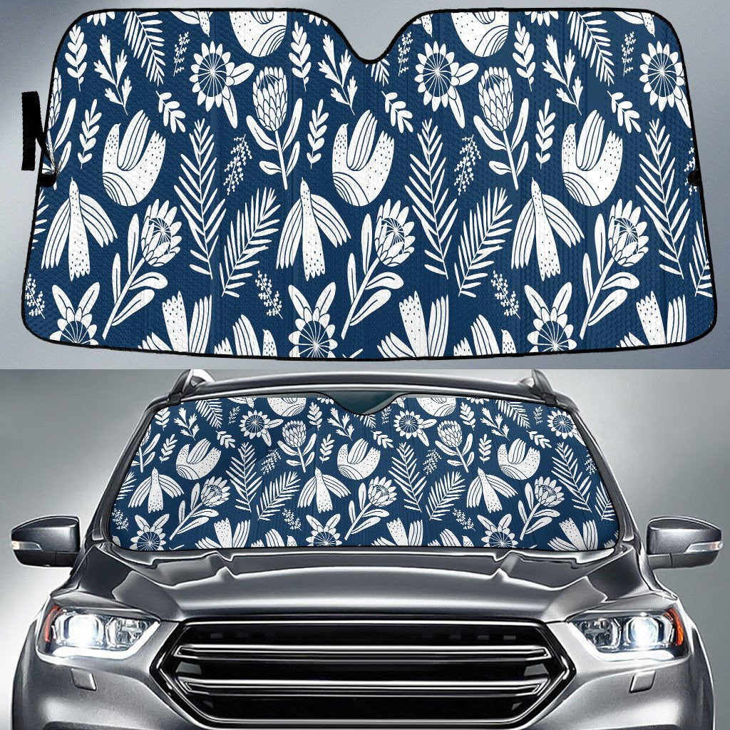 Sunflower And Peace Pegeon Navy Car Sun Shades Cover Auto Windshield Coolspod