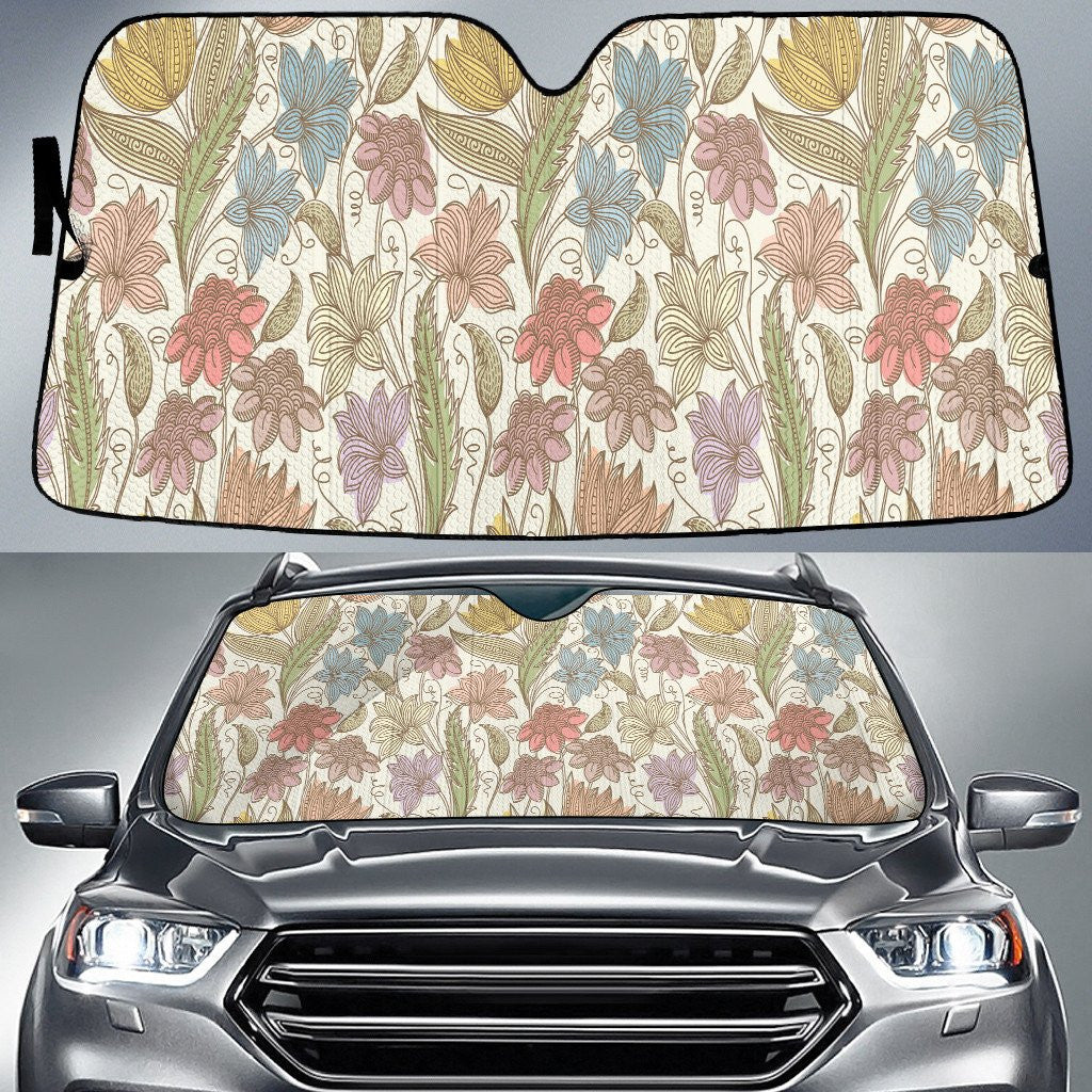 Hand Drawing Line Types Of Flowers Car Sun Shades Cover Auto Windshield Coolspod