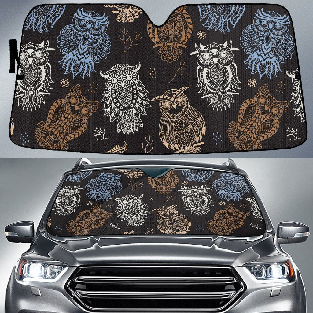 Multicolor Long Ears Night Owls Brown Theme Car Sun Shades Cover Auto Windshield Coolspod
