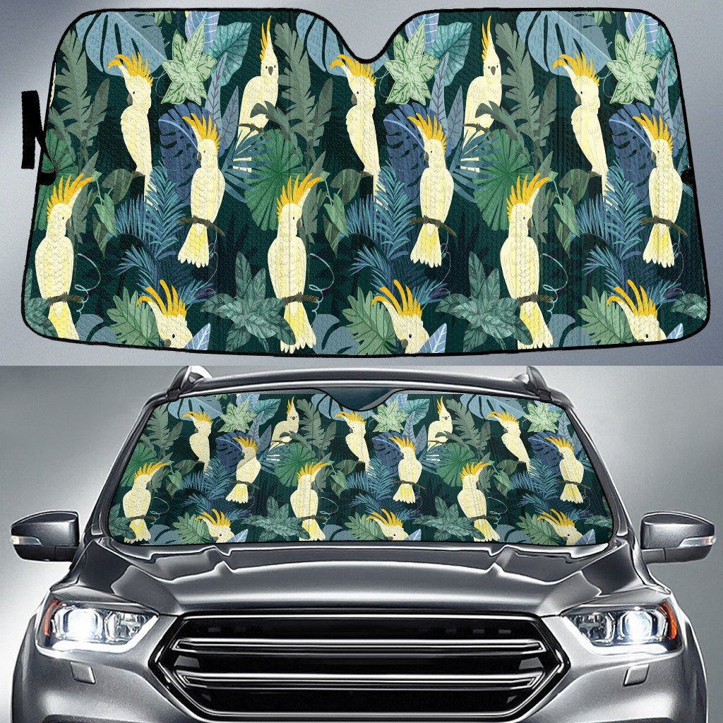 Yellow Parrot Over Green Classic Palm Leave Car Sun Shades Cover Auto Windshield Coolspod