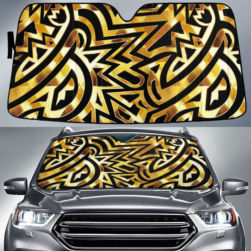 Twinkle Gold Line Geometric Pattern Car Sun Shades Cover Auto Windshield Coolspod