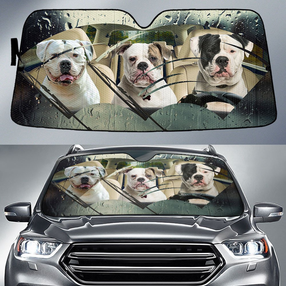 American Bulldog Rainy Driving Car Sun Shade Cover Auto Windshield Coolspod